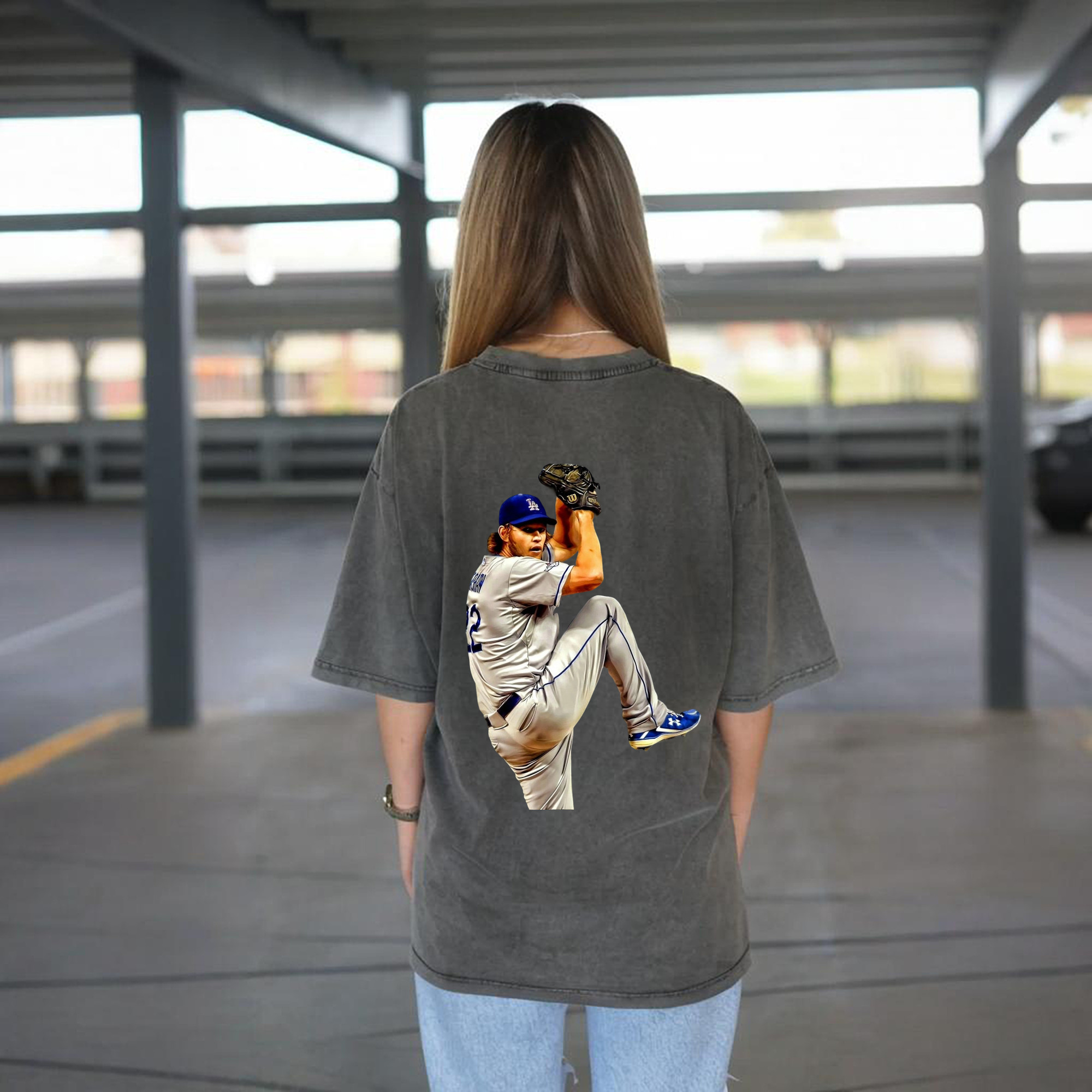 Clayton Kershaw 11 Washed Vintage 230g Cotton Oversized T-Shirt With Back Heat Transfer Print – Soft, Lightweight & Stylish – Comfortable Casual Wear For Sports & Everyday Use