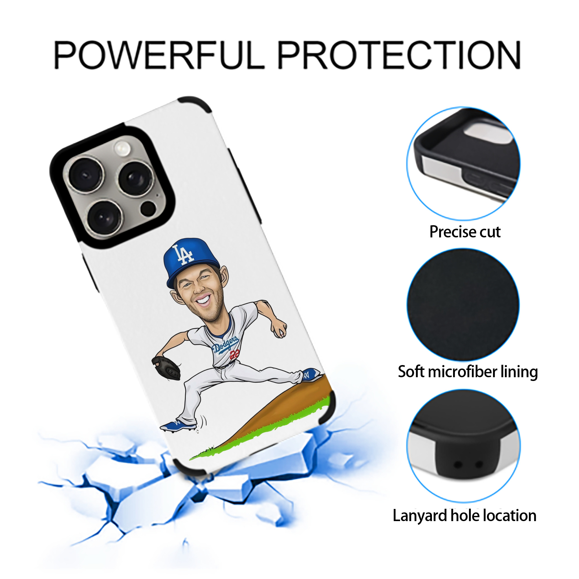 Clayton Kershaw  1 IPhone 15 Pro Max PU Leather Case – Soft Lining, 360° Protection – Precise Fit, 3D Buttons, Easy Charging – Anti-Yellowing, Easy To Clean