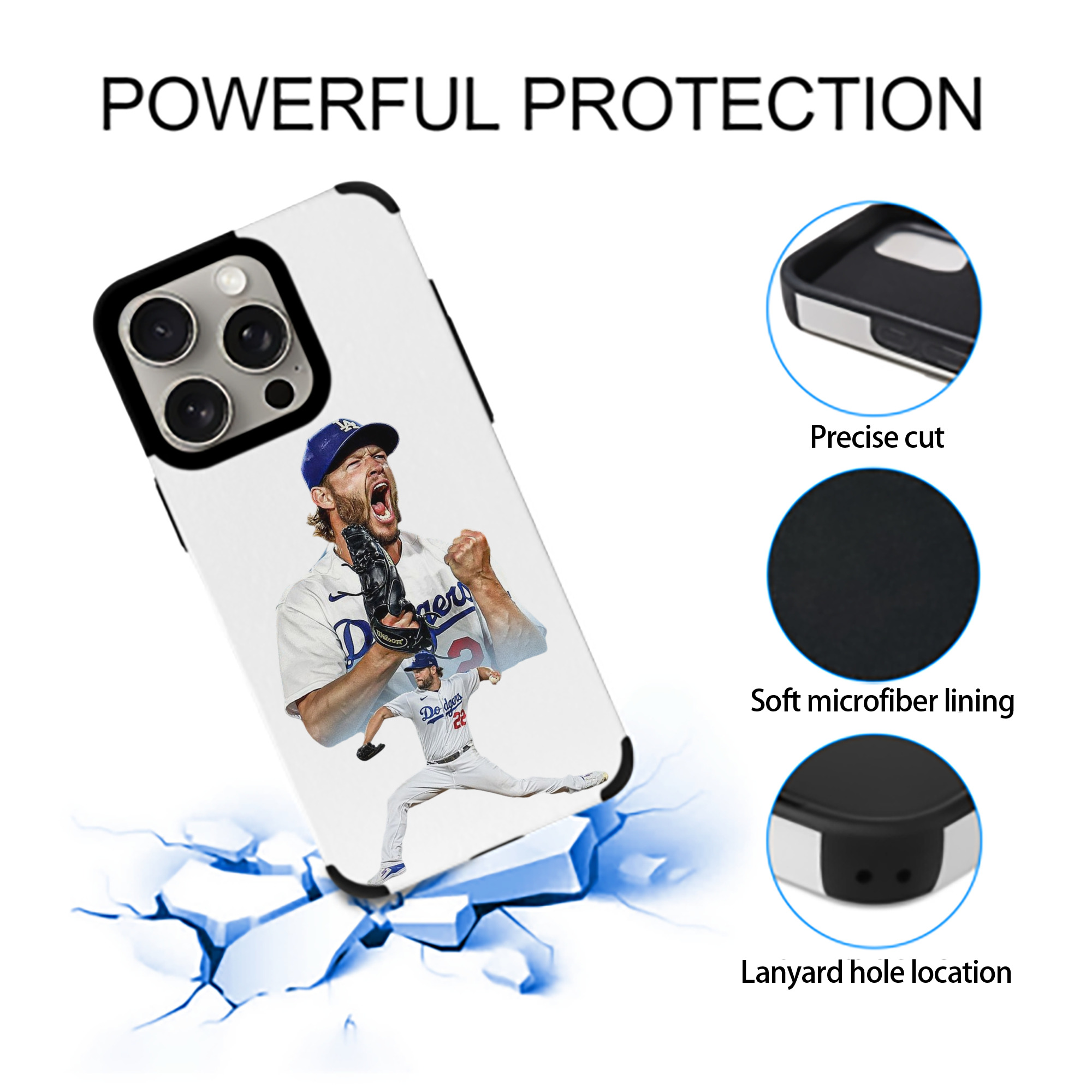 Clayton Kershaw 2 IPhone 15 Pro Max PU Leather Case – Soft Lining, 360° Protection – Precise Fit, 3D Buttons, Easy Charging – Anti-Yellowing, Easy To Clean