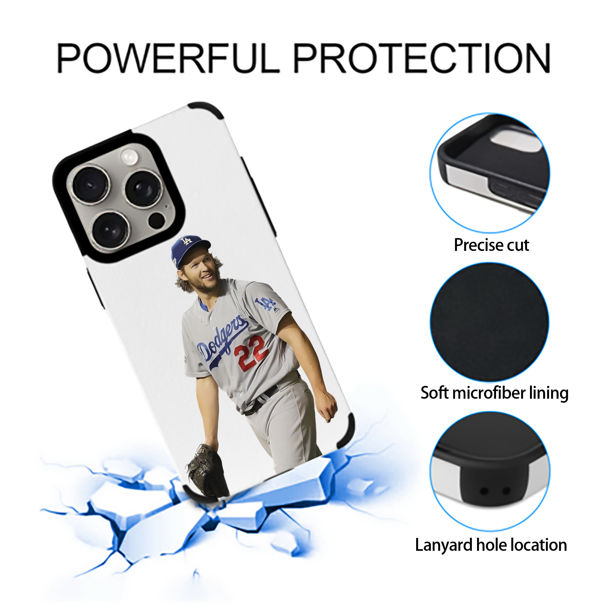 Clayton Kershaw 5 IPhone 15 Pro Max PU Leather Case – Soft Lining, 360° Protection – Precise Fit, 3D Buttons, Easy Charging – Anti-Yellowing, Easy To Clean