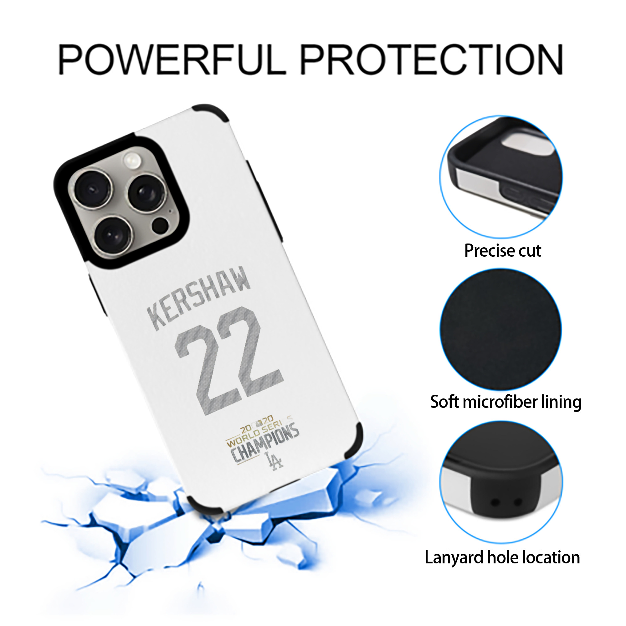 Clayton Kershaw 8 IPhone 15 Pro Max PU Leather Case – Soft Lining, 360° Protection – Precise Fit, 3D Buttons, Easy Charging – Anti-Yellowing, Easy To Clean