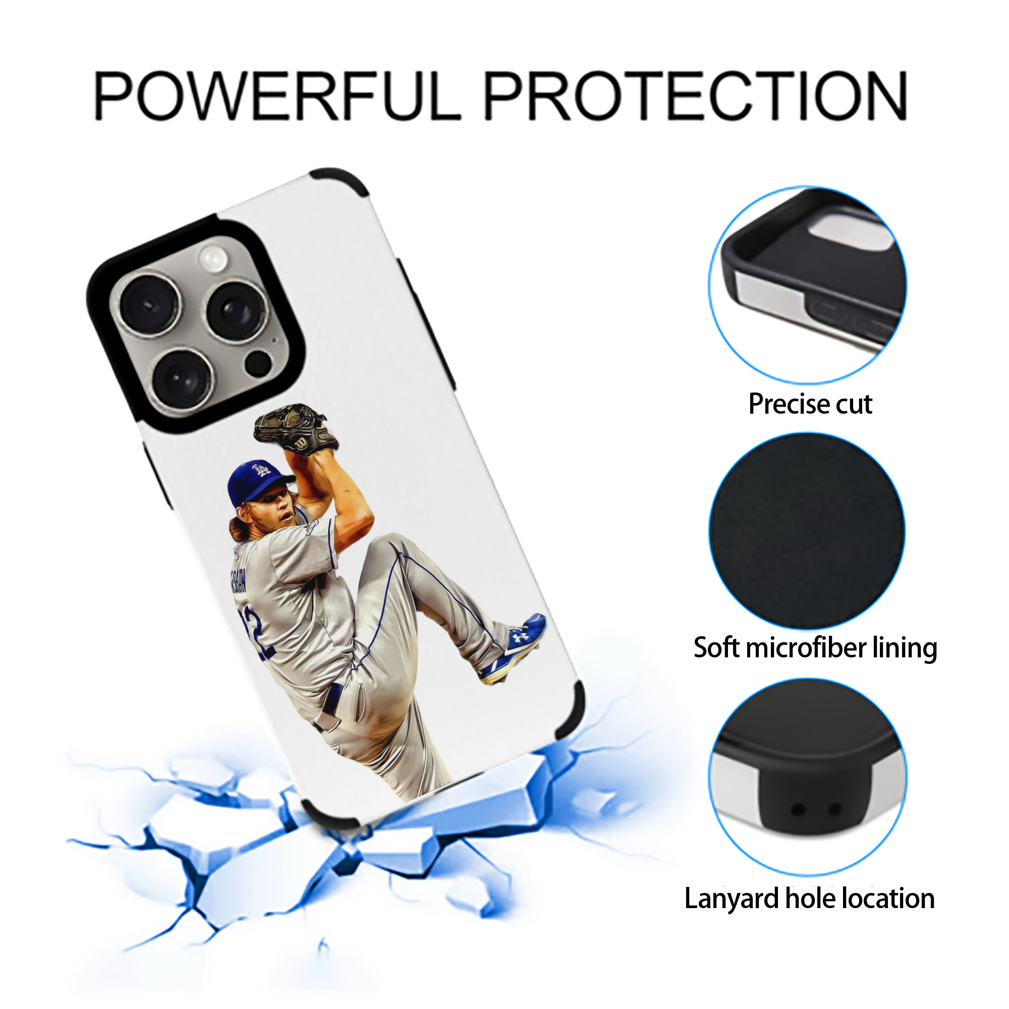 Clayton Kershaw 11 IPhone 15 Pro Max PU Leather Case – Soft Lining, 360° Protection – Precise Fit, 3D Buttons, Easy Charging – Anti-Yellowing, Easy To Clean
