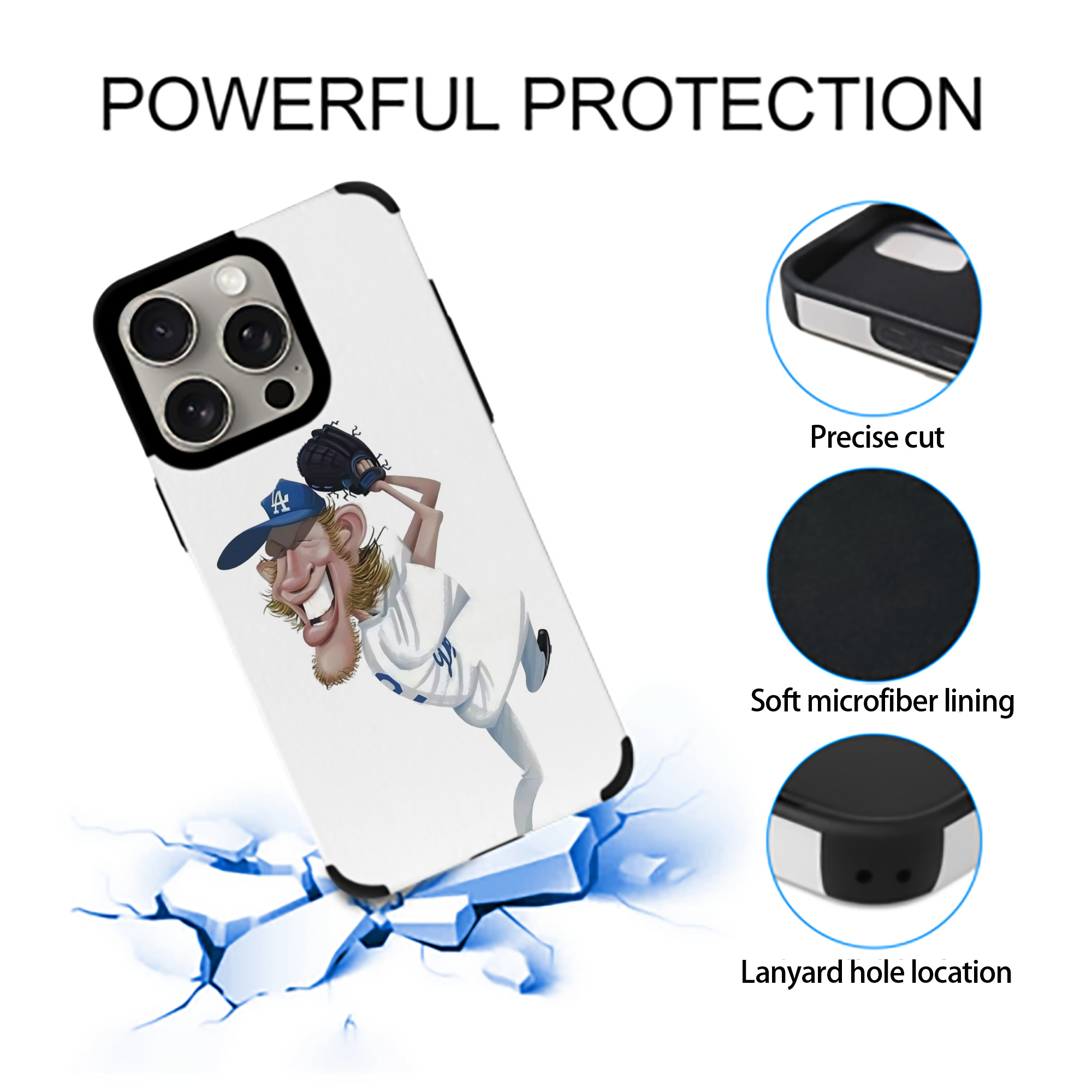 Clayton Kershaw  12 IPhone 15 Pro Max PU Leather Case – Soft Lining, 360° Protection – Precise Fit, 3D Buttons, Easy Charging – Anti-Yellowing, Easy To Clean