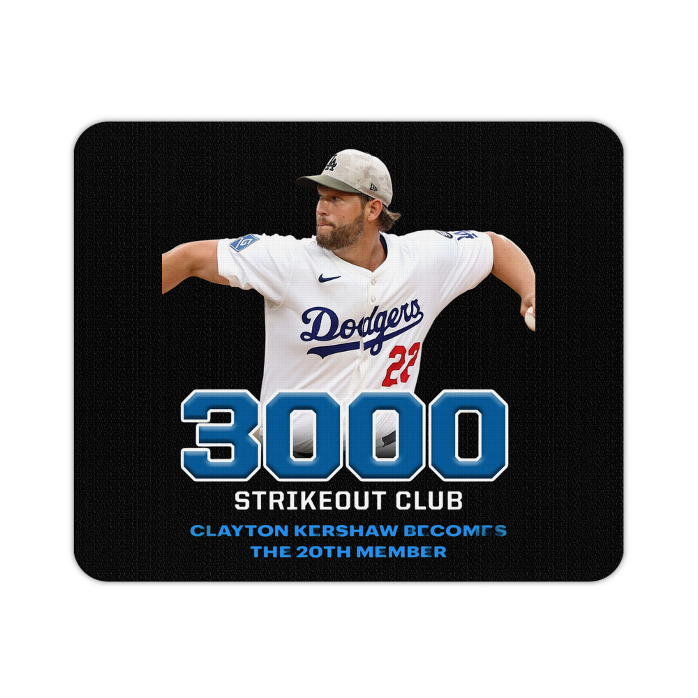 Clayton Kershaw 7 Durable Rubber Mouse Pad With Stitched Edges, Waterproof, Non-Slip Surface, Ultra-Thin Design For Gaming, Office