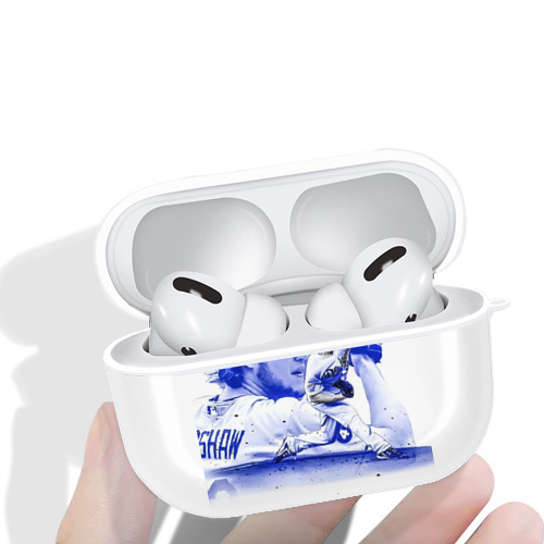 Clayton Kershaw 3 AirPods Pro Hard Case White With Keychain, Durable Flexible PC, Precise Cutouts, Anti-Fingerprint, Yellowing & Scratch Resistant, Full Protection, Washable