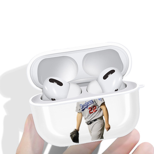 Clayton Kershaw 5 AirPods Pro Hard Case White With Keychain, Durable Flexible PC, Precise Cutouts, Anti-Fingerprint, Yellowing & Scratch Resistant, Full Protection, Washable