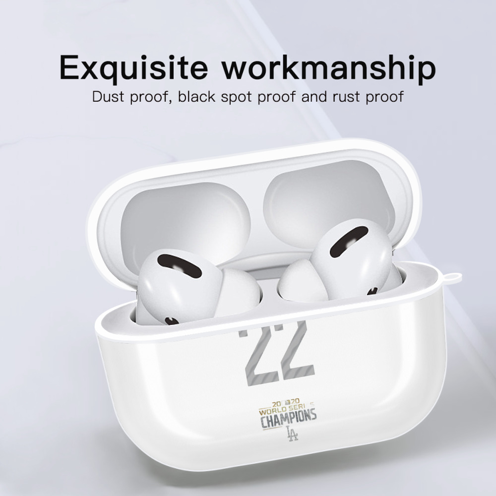 Clayton Kershaw 8 AirPods Pro Hard Case White With Keychain, Durable Flexible PC, Precise Cutouts, Anti-Fingerprint, Yellowing & Scratch Resistant, Full Protection, Washable