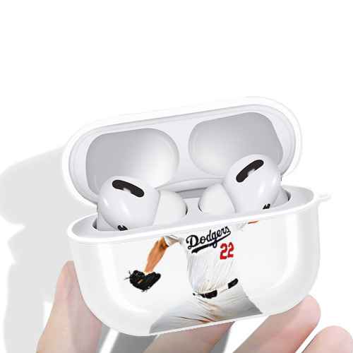 Clayton Kershaw  9 AirPods Pro Hard Case White With Keychain, Durable Flexible PC, Precise Cutouts, Anti-Fingerprint, Yellowing & Scratch Resistant, Full Protection, Washable