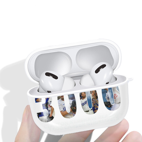 Clayton Kershaw 10 AirPods Pro Hard Case White With Keychain, Durable Flexible PC, Precise Cutouts, Anti-Fingerprint, Yellowing & Scratch Resistant, Full Protection, Washable