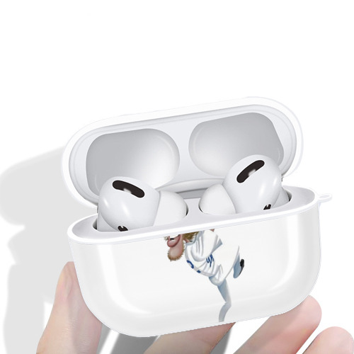 Clayton Kershaw  12 AirPods Pro Hard Case White With Keychain, Durable Flexible PC, Precise Cutouts, Anti-Fingerprint, Yellowing & Scratch Resistant, Full Protection, Washable