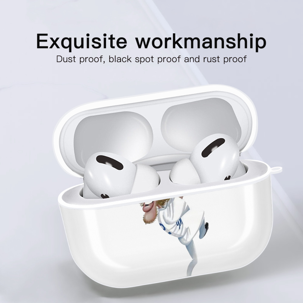 Clayton Kershaw  12 AirPods Pro Hard Case White With Keychain, Durable Flexible PC, Precise Cutouts, Anti-Fingerprint, Yellowing & Scratch Resistant, Full Protection, Washable