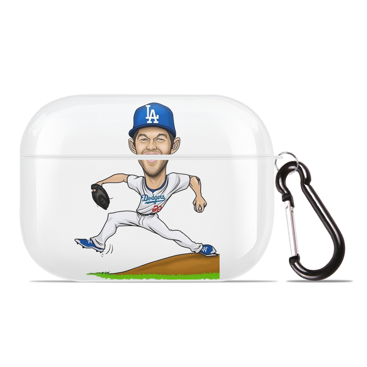 Clayton Kershaw  1 AirPods Pro Hard Case White With Keychain, Durable Flexible PC, Precise Cutouts, Anti-Fingerprint, Yellowing & Scratch Resistant, Full Protection, Washable