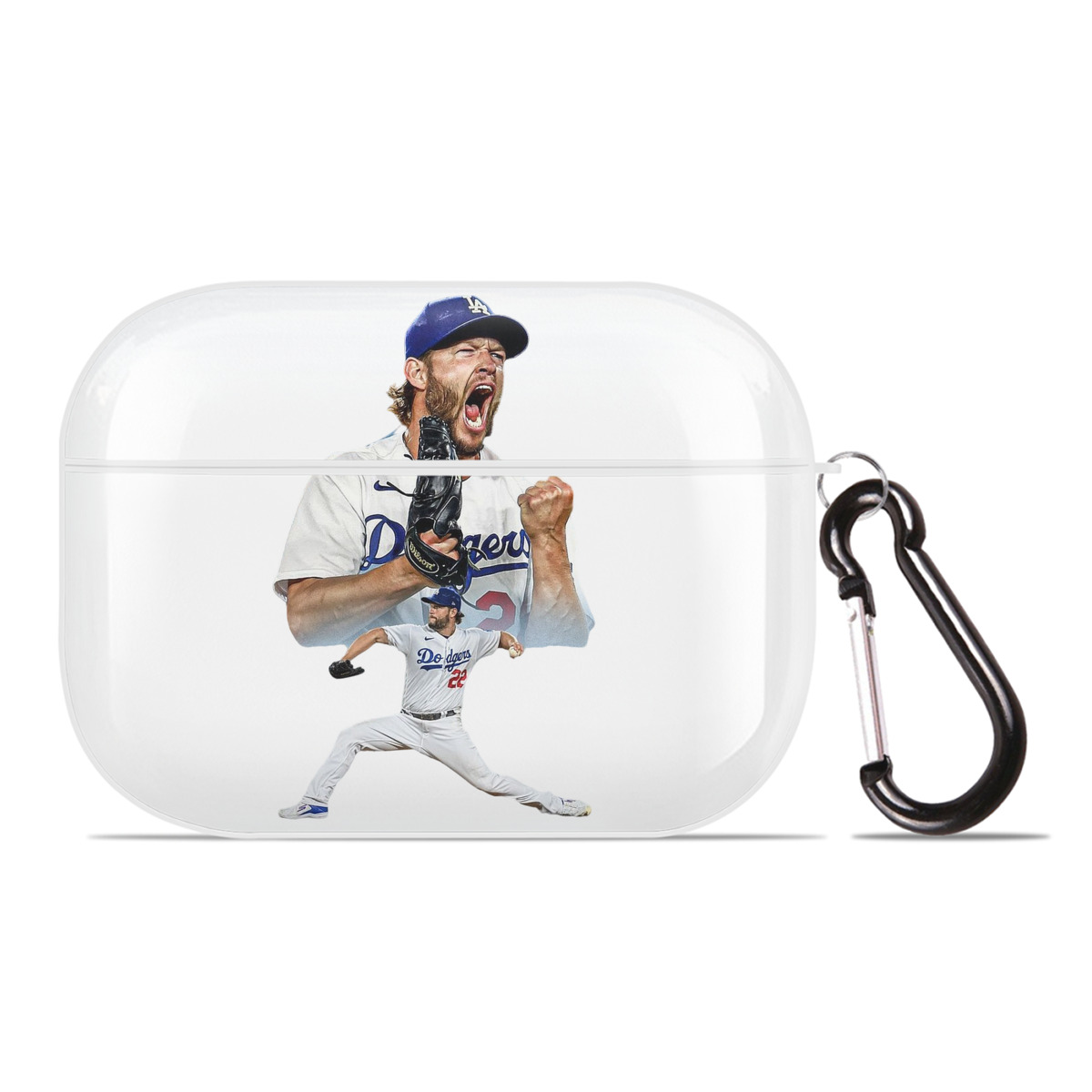 Clayton Kershaw 2 AirPods Pro Hard Case White With Keychain, Durable Flexible PC, Precise Cutouts, Anti-Fingerprint, Yellowing & Scratch Resistant, Full Protection, Washable