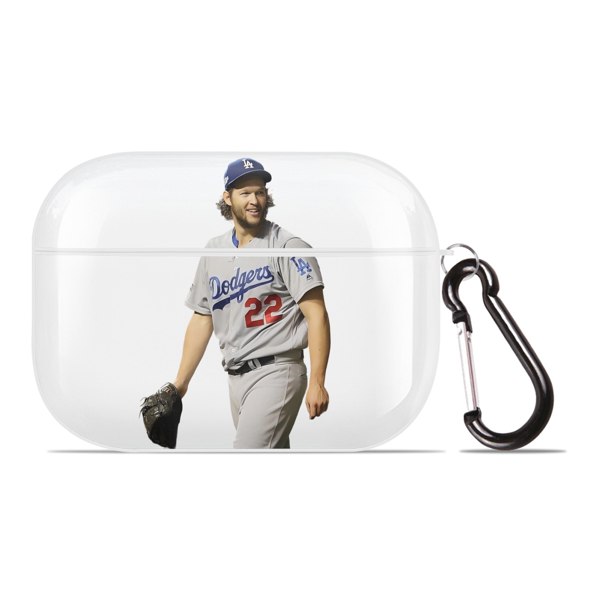 Clayton Kershaw 5 AirPods Pro Hard Case White With Keychain, Durable Flexible PC, Precise Cutouts, Anti-Fingerprint, Yellowing & Scratch Resistant, Full Protection, Washable