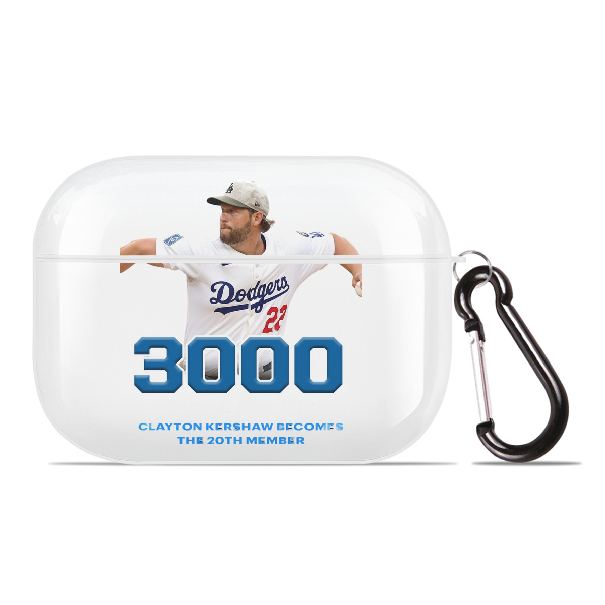 Clayton Kershaw 7 AirPods Pro Hard Case White With Keychain, Durable Flexible PC, Precise Cutouts, Anti-Fingerprint, Yellowing & Scratch Resistant, Full Protection, Washable