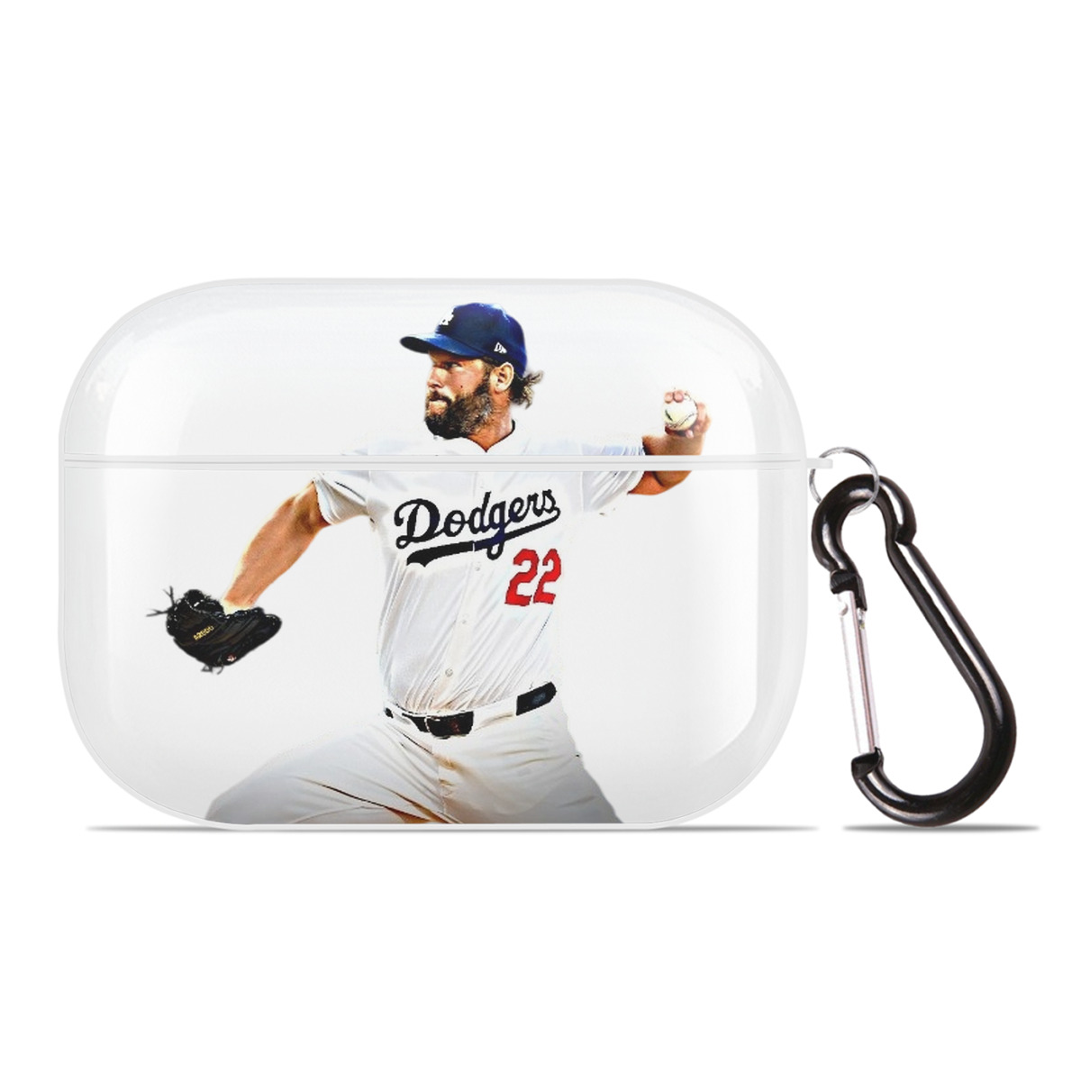 Clayton Kershaw  9 AirPods Pro Hard Case White With Keychain, Durable Flexible PC, Precise Cutouts, Anti-Fingerprint, Yellowing & Scratch Resistant, Full Protection, Washable