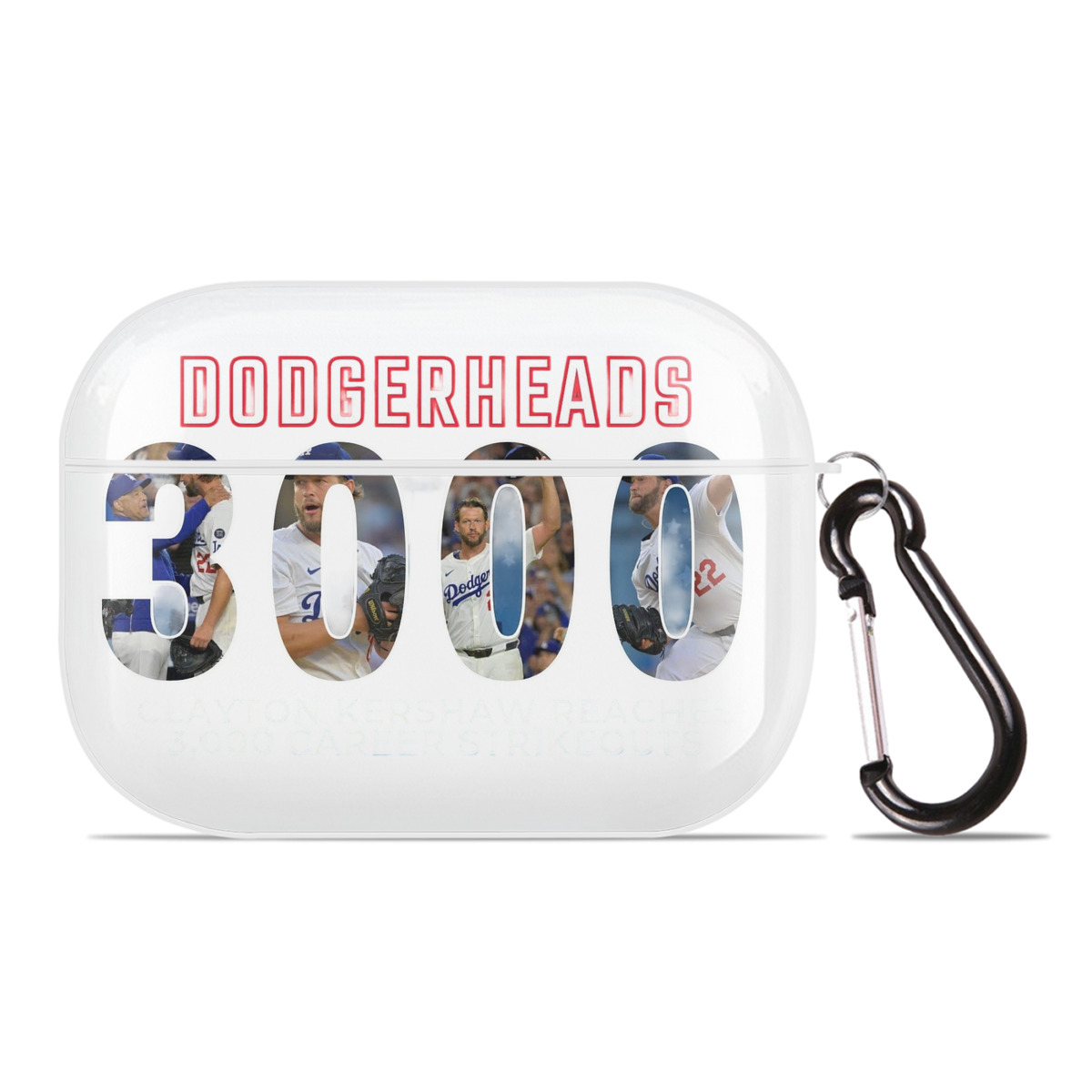 Clayton Kershaw 10 AirPods Pro Hard Case White With Keychain, Durable Flexible PC, Precise Cutouts, Anti-Fingerprint, Yellowing & Scratch Resistant, Full Protection, Washable