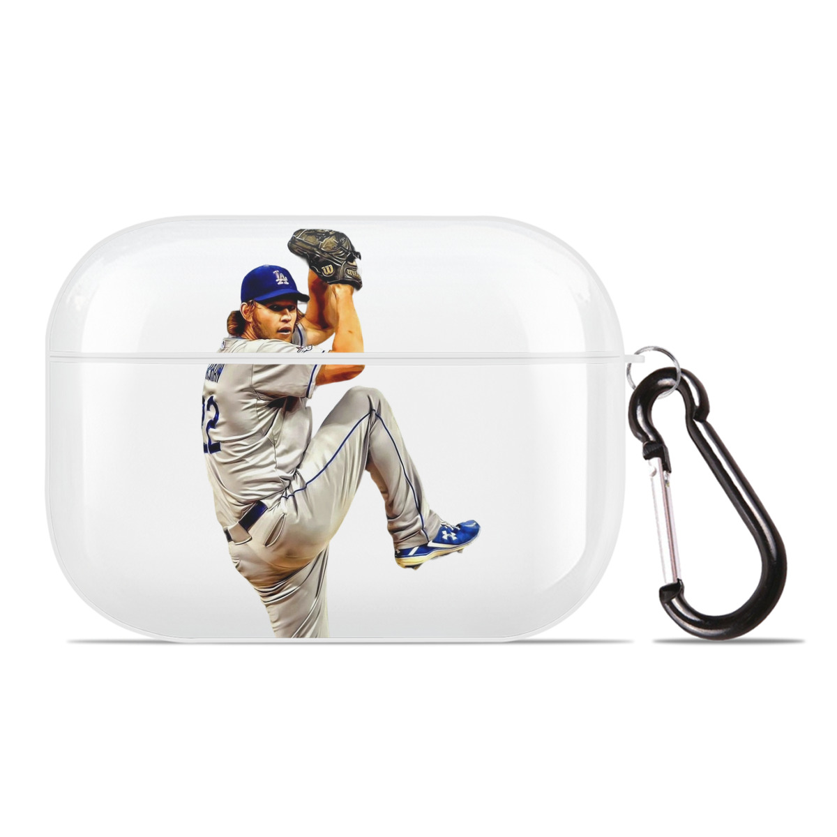 Clayton Kershaw 11 AirPods Pro Hard Case White With Keychain, Durable Flexible PC, Precise Cutouts, Anti-Fingerprint, Yellowing & Scratch Resistant, Full Protection, Washable