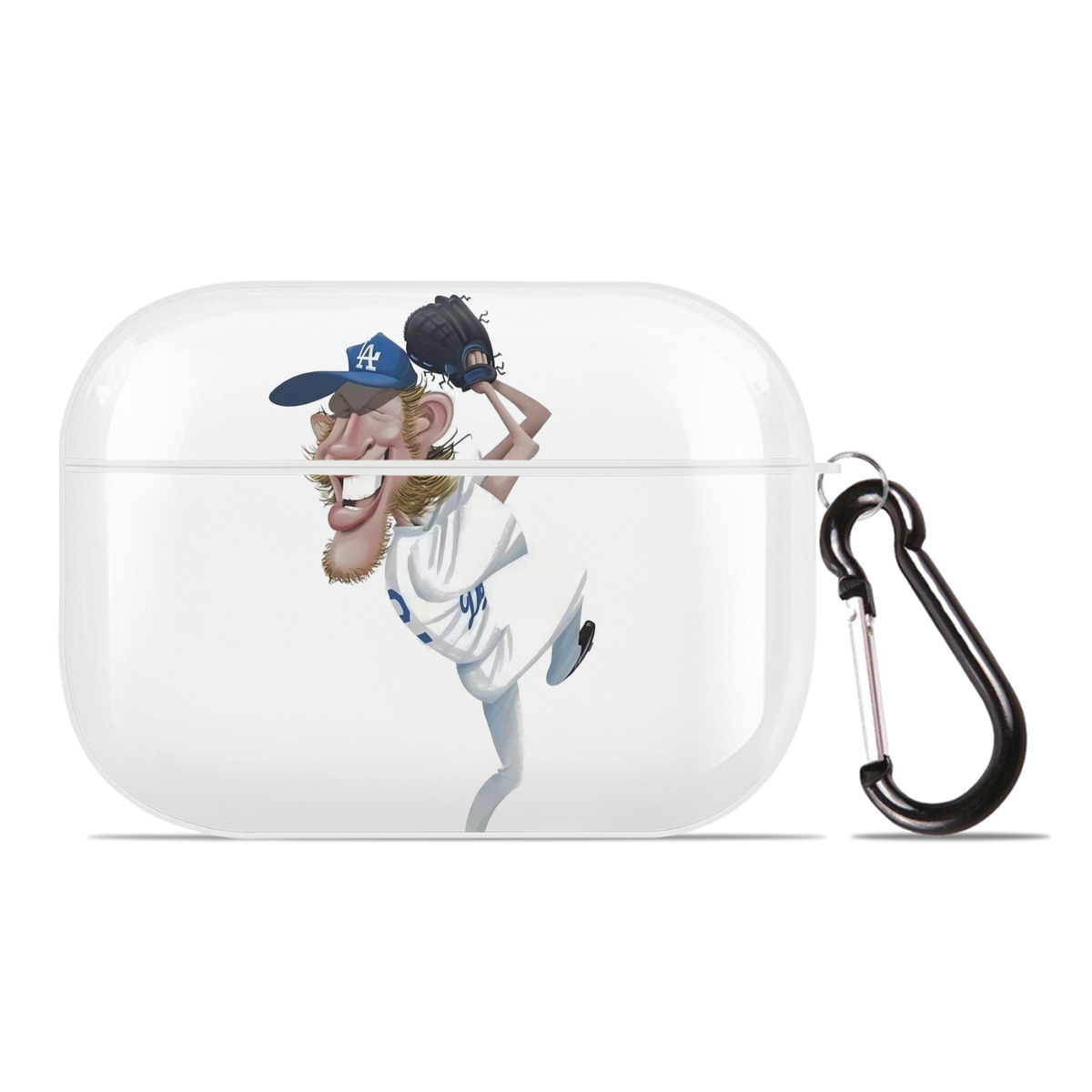 Clayton Kershaw  12 AirPods Pro Hard Case White With Keychain, Durable Flexible PC, Precise Cutouts, Anti-Fingerprint, Yellowing & Scratch Resistant, Full Protection, Washable
