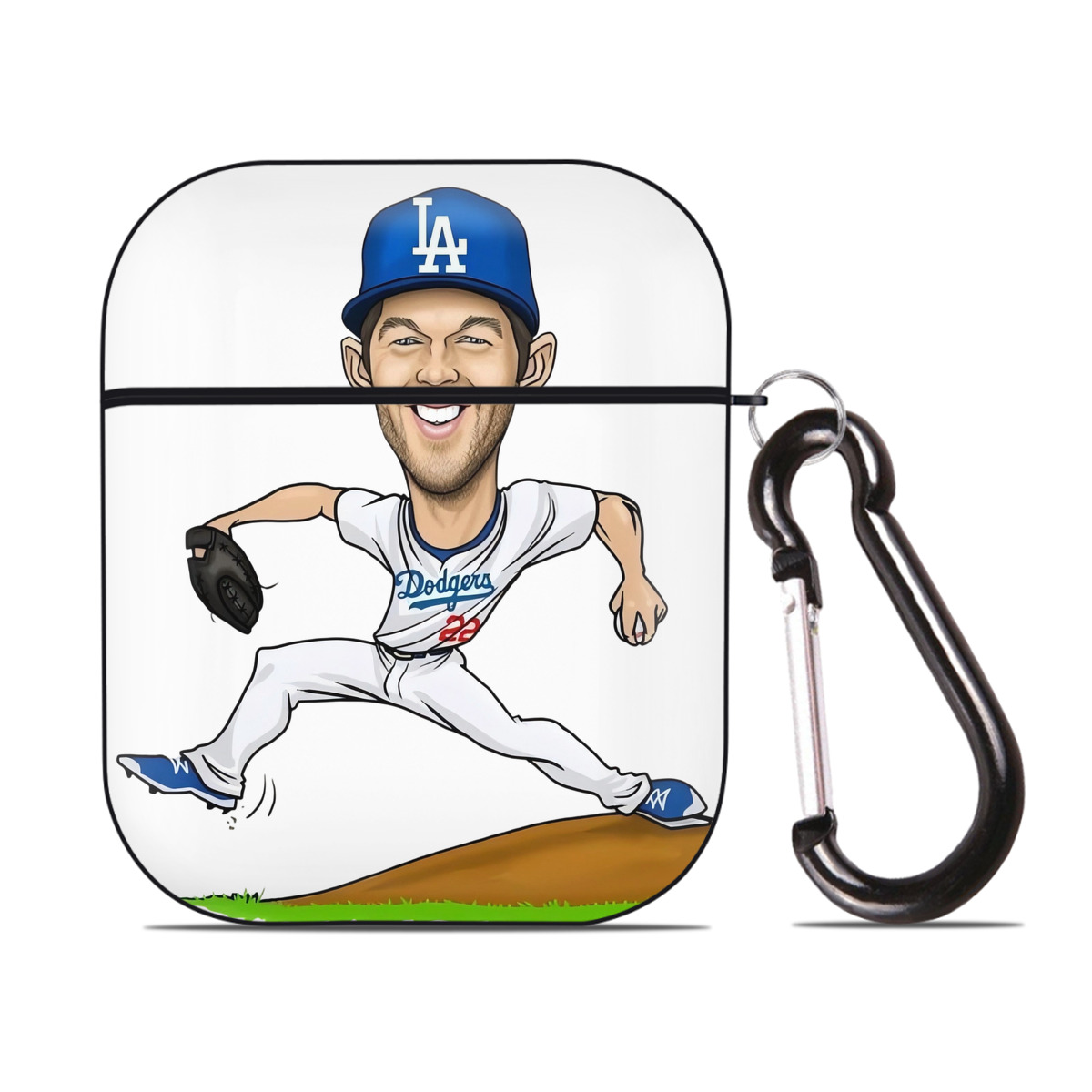 Clayton Kershaw  1 AirPods 2 Case Hard Shell Black, Flexible PC Material, Precise Cutouts, Full Protection, Anti-Fingerprint, Washable, Includes Keychain – Durable & Slim Design