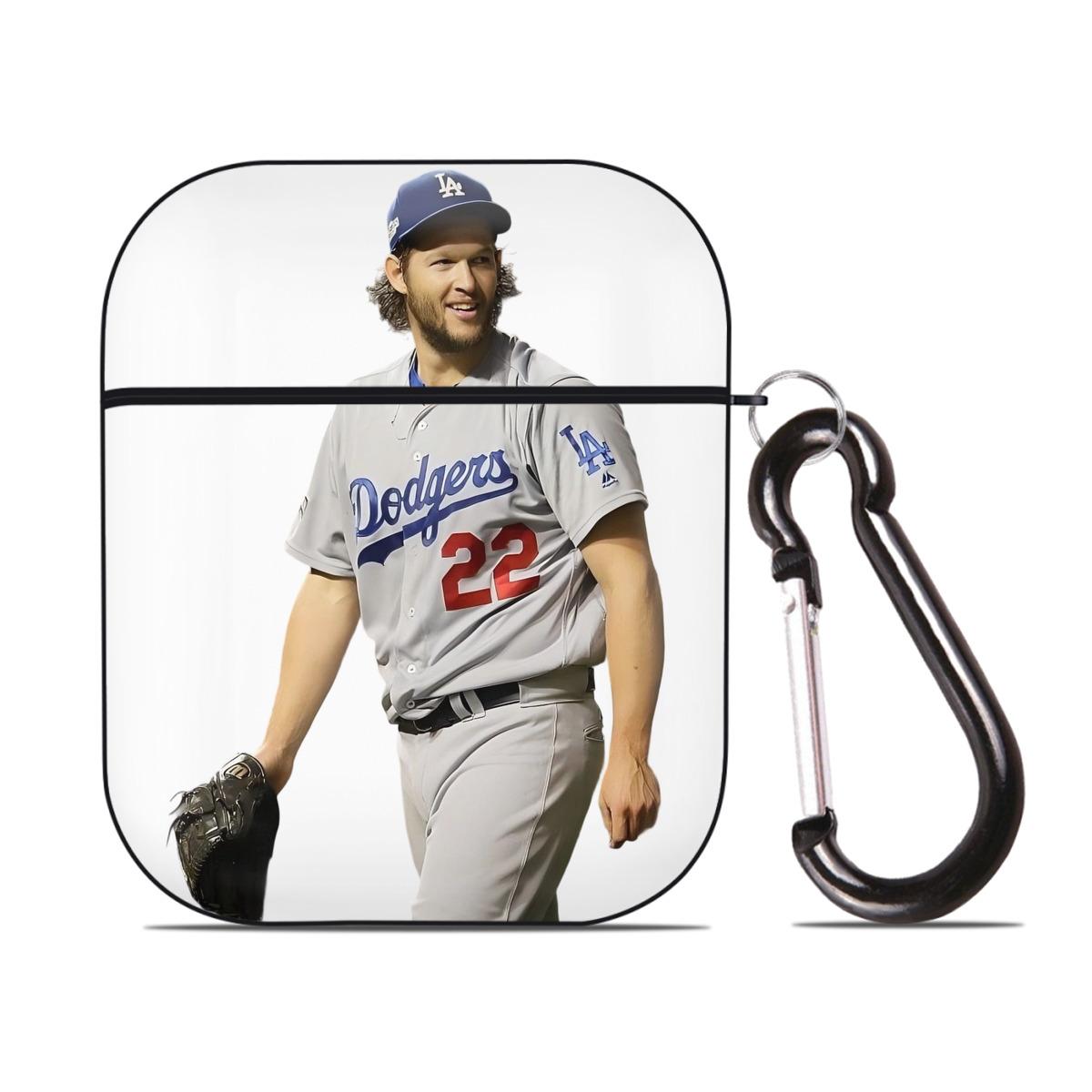 Clayton Kershaw 5 AirPods 2 Case Hard Shell Black, Flexible PC Material, Precise Cutouts, Full Protection, Anti-Fingerprint, Washable, Includes Keychain – Durable & Slim Design