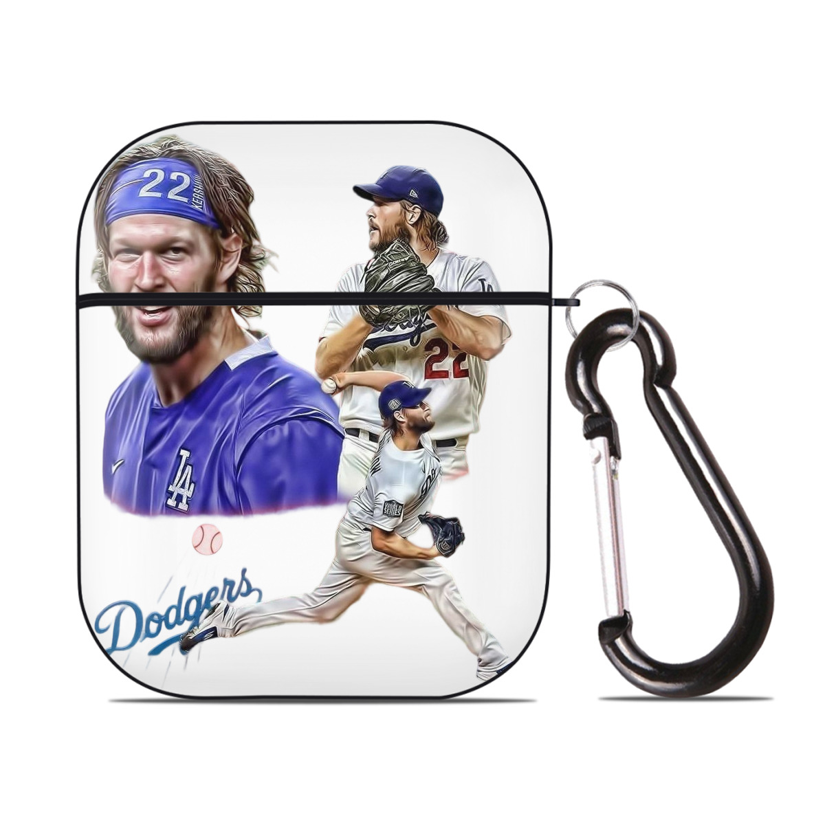 Clayton Kershaw 6 AirPods 2 Case Hard Shell Black, Flexible PC Material, Precise Cutouts, Full Protection, Anti-Fingerprint, Washable, Includes Keychain – Durable & Slim Design