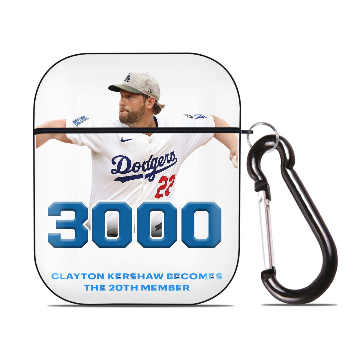 Clayton Kershaw 7 AirPods 2 Case Hard Shell Black, Flexible PC Material, Precise Cutouts, Full Protection, Anti-Fingerprint, Washable, Includes Keychain – Durable & Slim Design