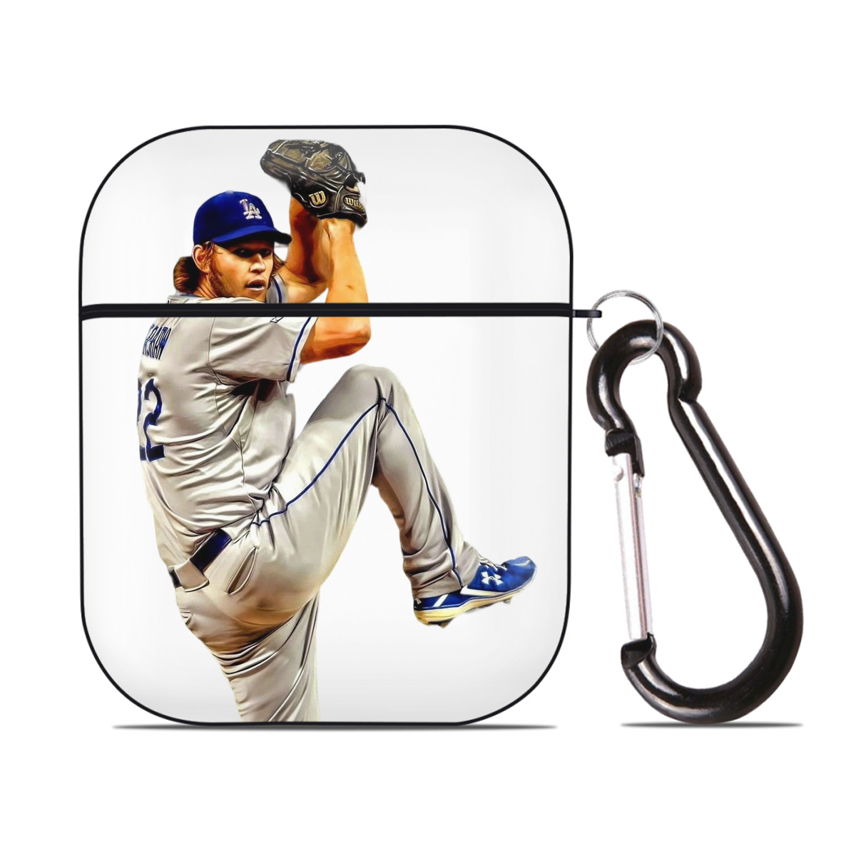 Clayton Kershaw 11 AirPods 2 Case Hard Shell Black, Flexible PC Material, Precise Cutouts, Full Protection, Anti-Fingerprint, Washable, Includes Keychain – Durable & Slim Design