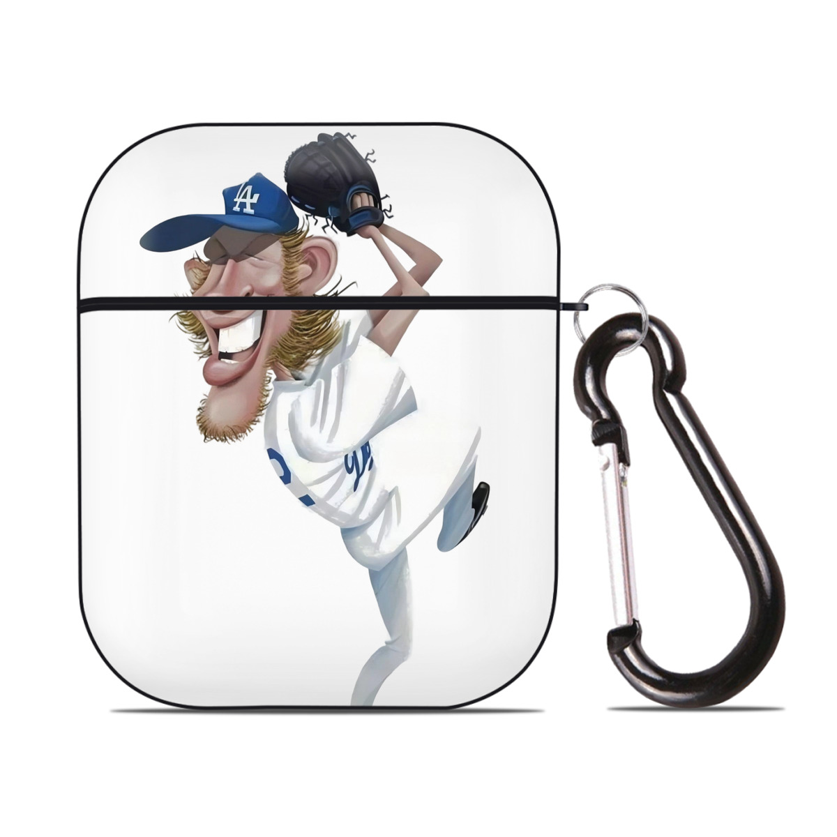Clayton Kershaw  12 AirPods 2 Case Hard Shell Black, Flexible PC Material, Precise Cutouts, Full Protection, Anti-Fingerprint, Washable, Includes Keychain – Durable & Slim Design