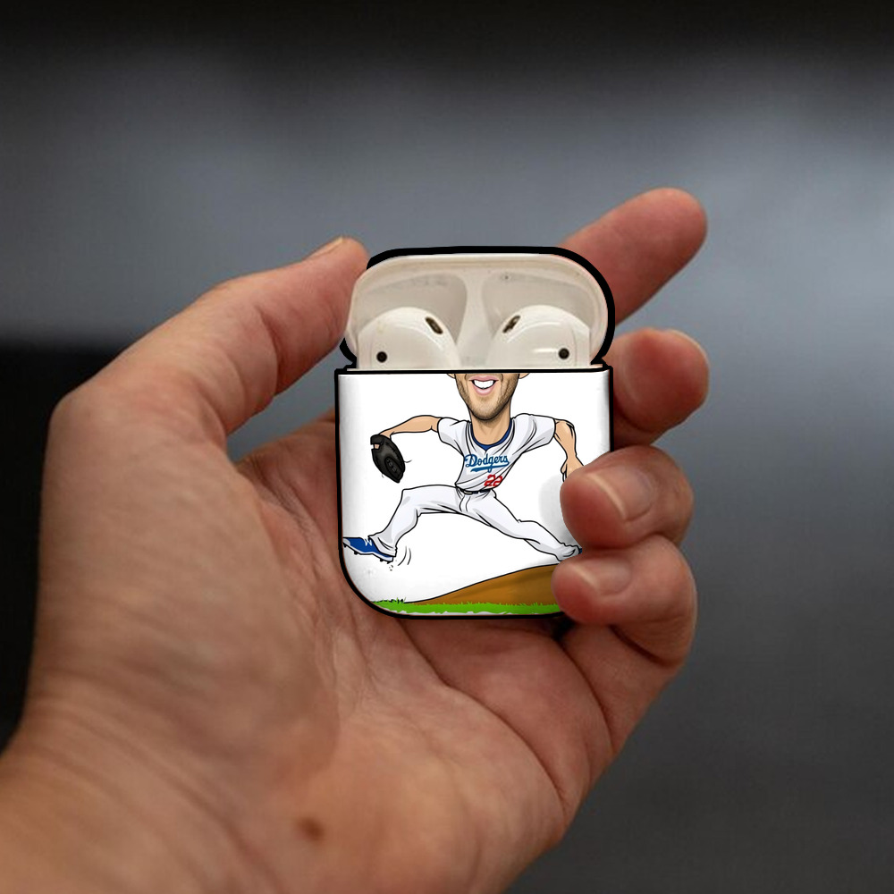 Clayton Kershaw  1 AirPods 2 Case Hard Shell Black, Flexible PC Material, Precise Cutouts, Full Protection, Anti-Fingerprint, Washable, Includes Keychain – Durable & Slim Design