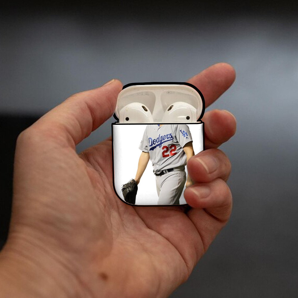 Clayton Kershaw 5 AirPods 2 Case Hard Shell Black, Flexible PC Material, Precise Cutouts, Full Protection, Anti-Fingerprint, Washable, Includes Keychain – Durable & Slim Design