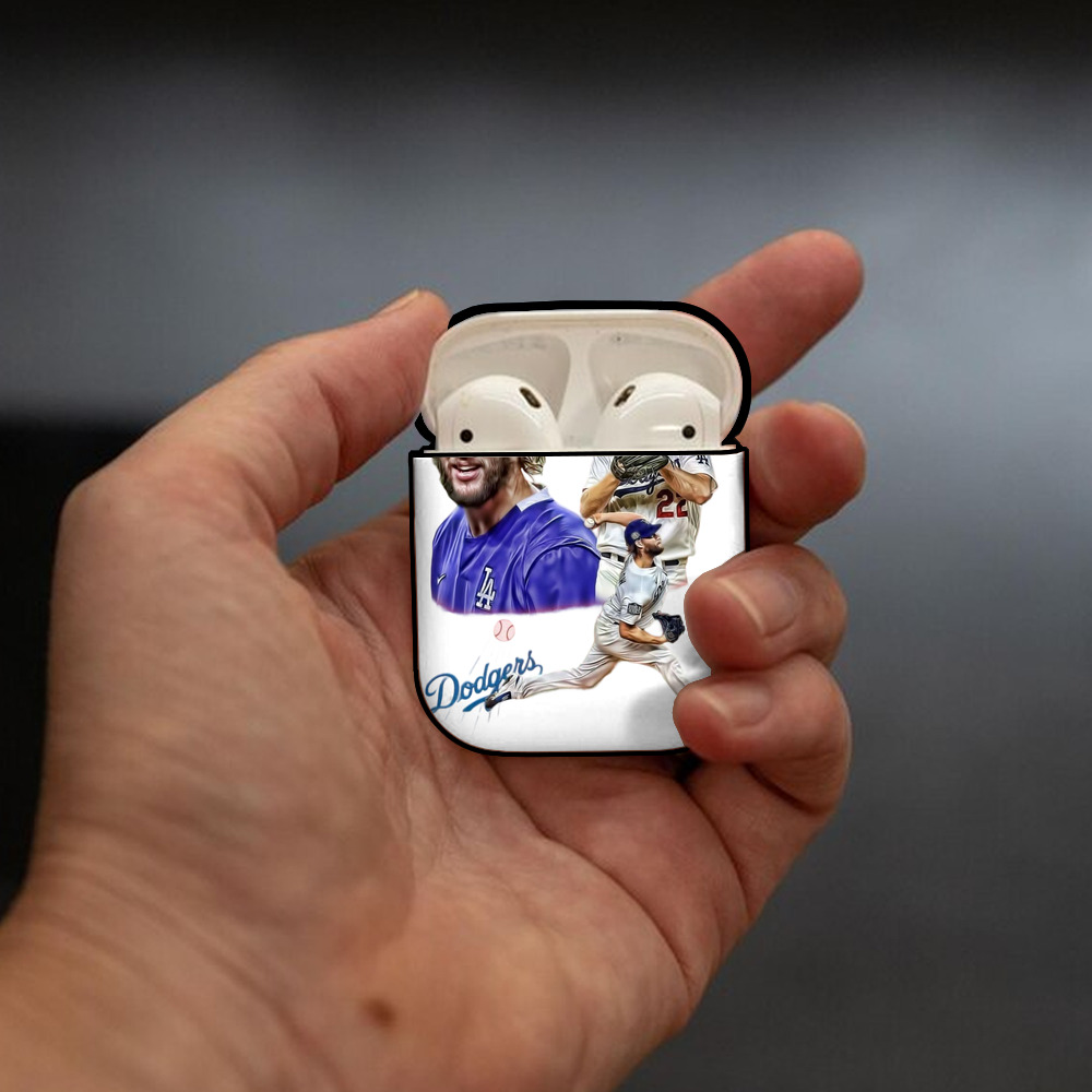 Clayton Kershaw 6 AirPods 2 Case Hard Shell Black, Flexible PC Material, Precise Cutouts, Full Protection, Anti-Fingerprint, Washable, Includes Keychain – Durable & Slim Design