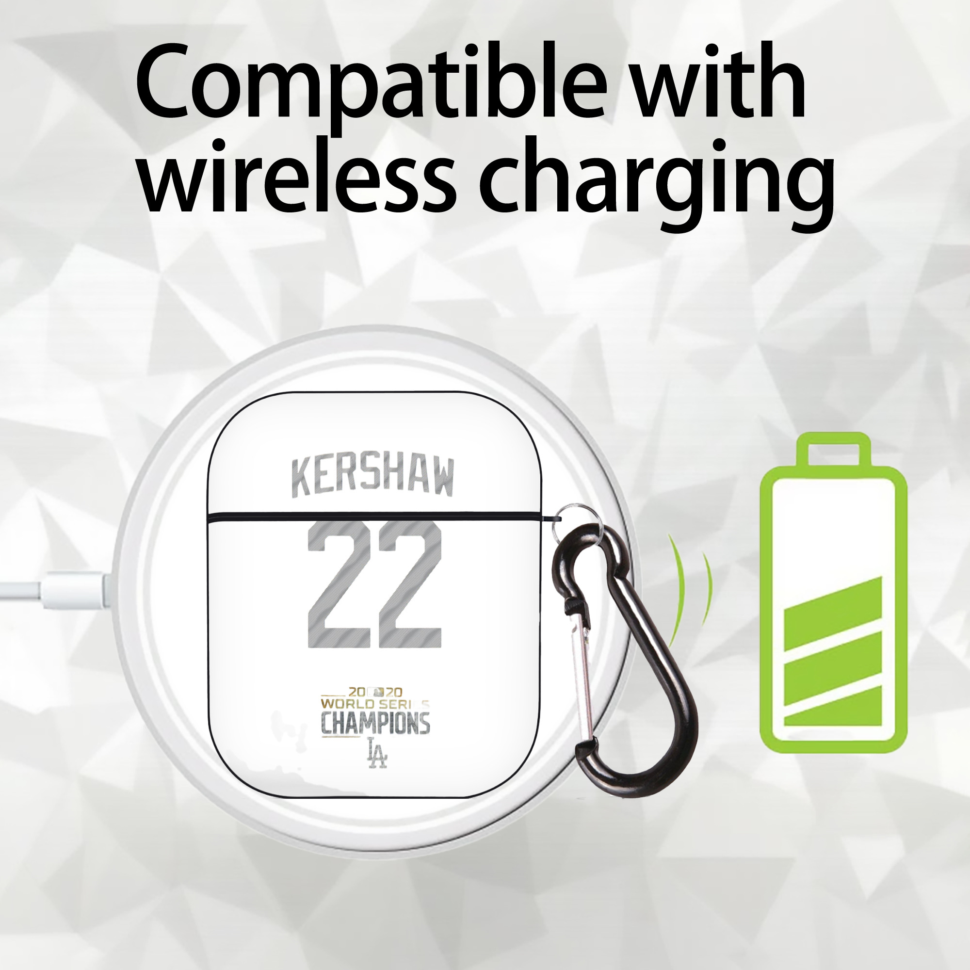 Clayton Kershaw 8 AirPods 2 Case Hard Shell Black, Flexible PC Material, Precise Cutouts, Full Protection, Anti-Fingerprint, Washable, Includes Keychain – Durable & Slim Design