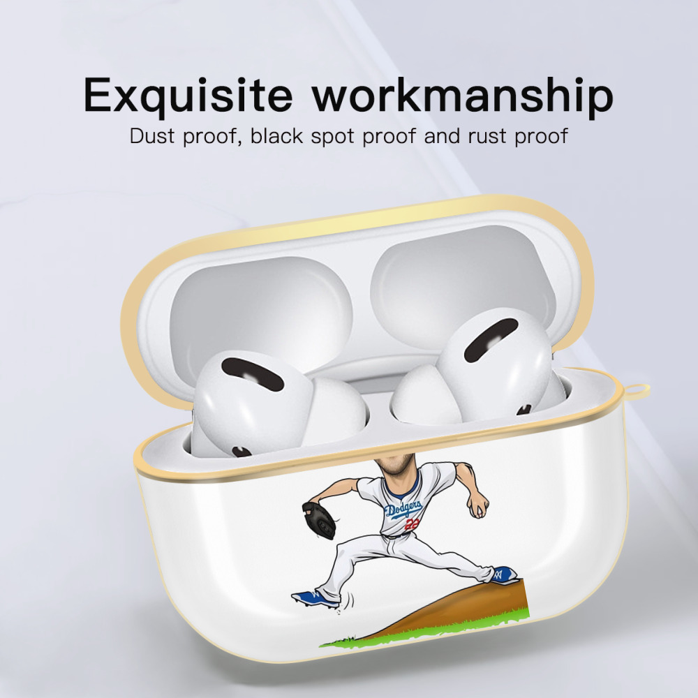 Clayton Kershaw  1 Luxury Gold AirPods Pro Case With Keychain, Flexible PC Material, Full Protection, Precise Cutouts, Anti-Fingerprint, Washable, Durable Design