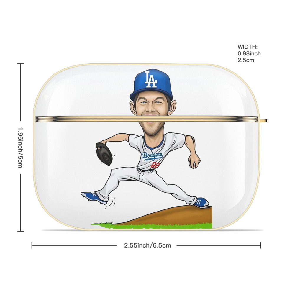 Clayton Kershaw  1 Luxury Gold AirPods Pro Case With Keychain, Flexible PC Material, Full Protection, Precise Cutouts, Anti-Fingerprint, Washable, Durable Design