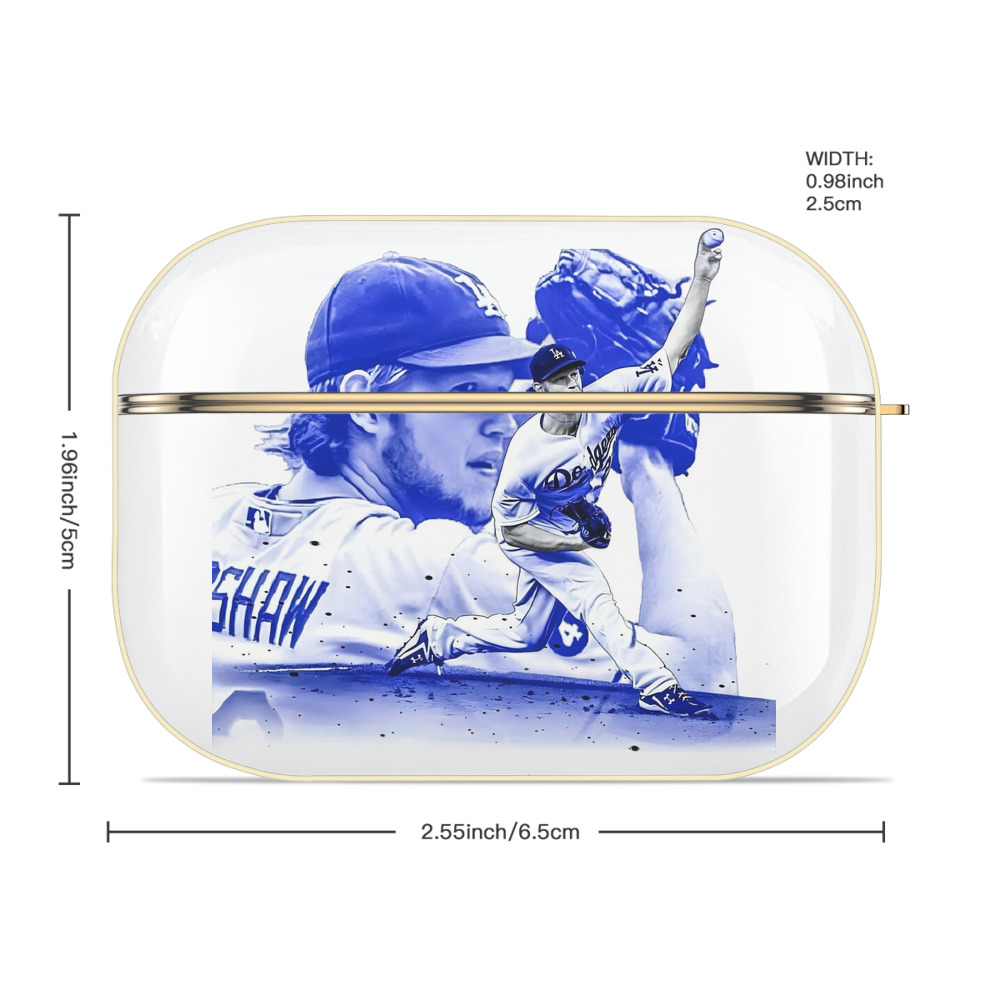 Clayton Kershaw 3 Luxury Gold AirPods Pro Case With Keychain, Flexible PC Material, Full Protection, Precise Cutouts, Anti-Fingerprint, Washable, Durable Design