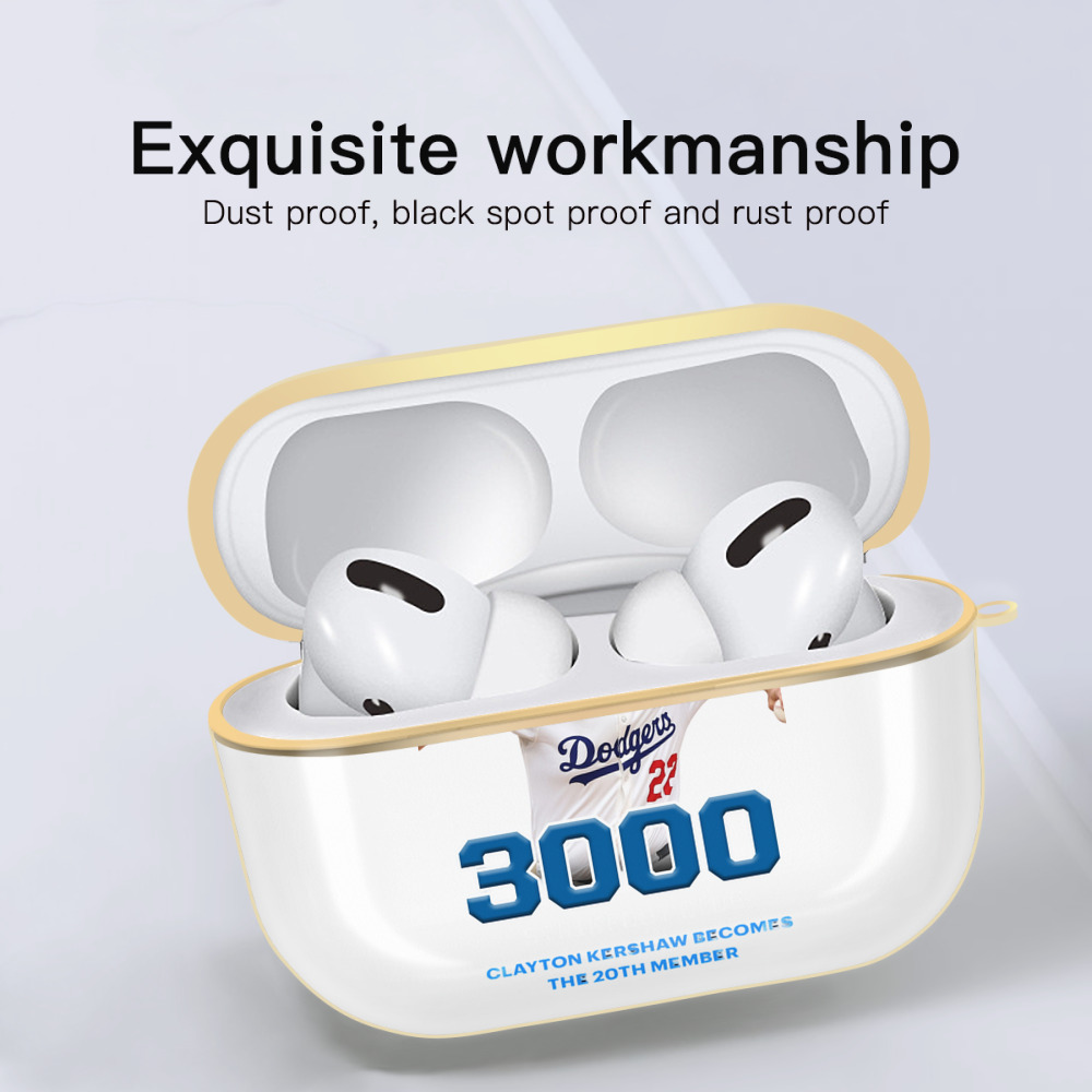 Clayton Kershaw 7 Luxury Gold AirPods Pro Case With Keychain, Flexible PC Material, Full Protection, Precise Cutouts, Anti-Fingerprint, Washable, Durable Design