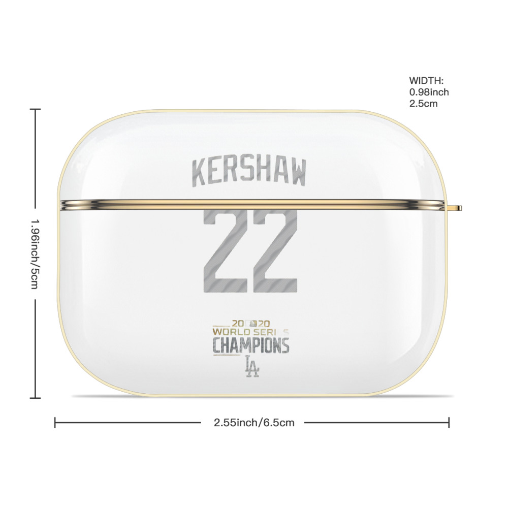 Clayton Kershaw 8 Luxury Gold AirPods Pro Case With Keychain, Flexible PC Material, Full Protection, Precise Cutouts, Anti-Fingerprint, Washable, Durable Design