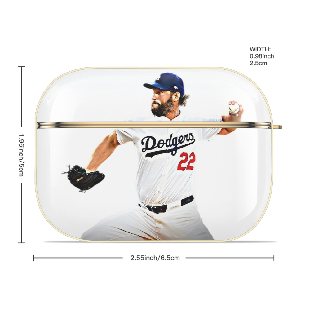 Clayton Kershaw  9 Luxury Gold AirPods Pro Case With Keychain, Flexible PC Material, Full Protection, Precise Cutouts, Anti-Fingerprint, Washable, Durable Design