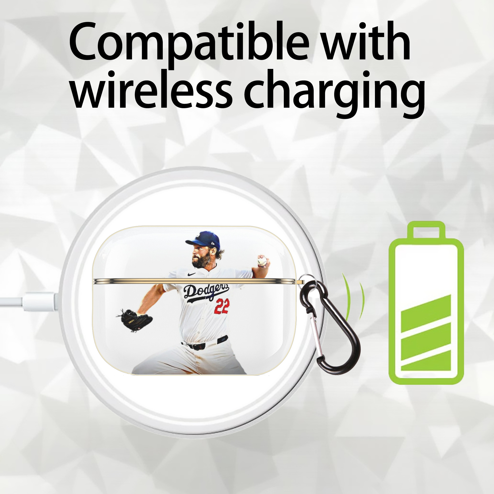 Clayton Kershaw  9 Luxury Gold AirPods Pro Case With Keychain, Flexible PC Material, Full Protection, Precise Cutouts, Anti-Fingerprint, Washable, Durable Design