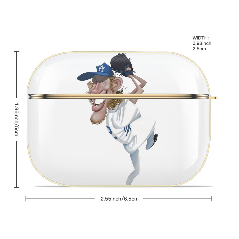 Clayton Kershaw  12 Luxury Gold AirPods Pro Case With Keychain, Flexible PC Material, Full Protection, Precise Cutouts, Anti-Fingerprint, Washable, Durable Design