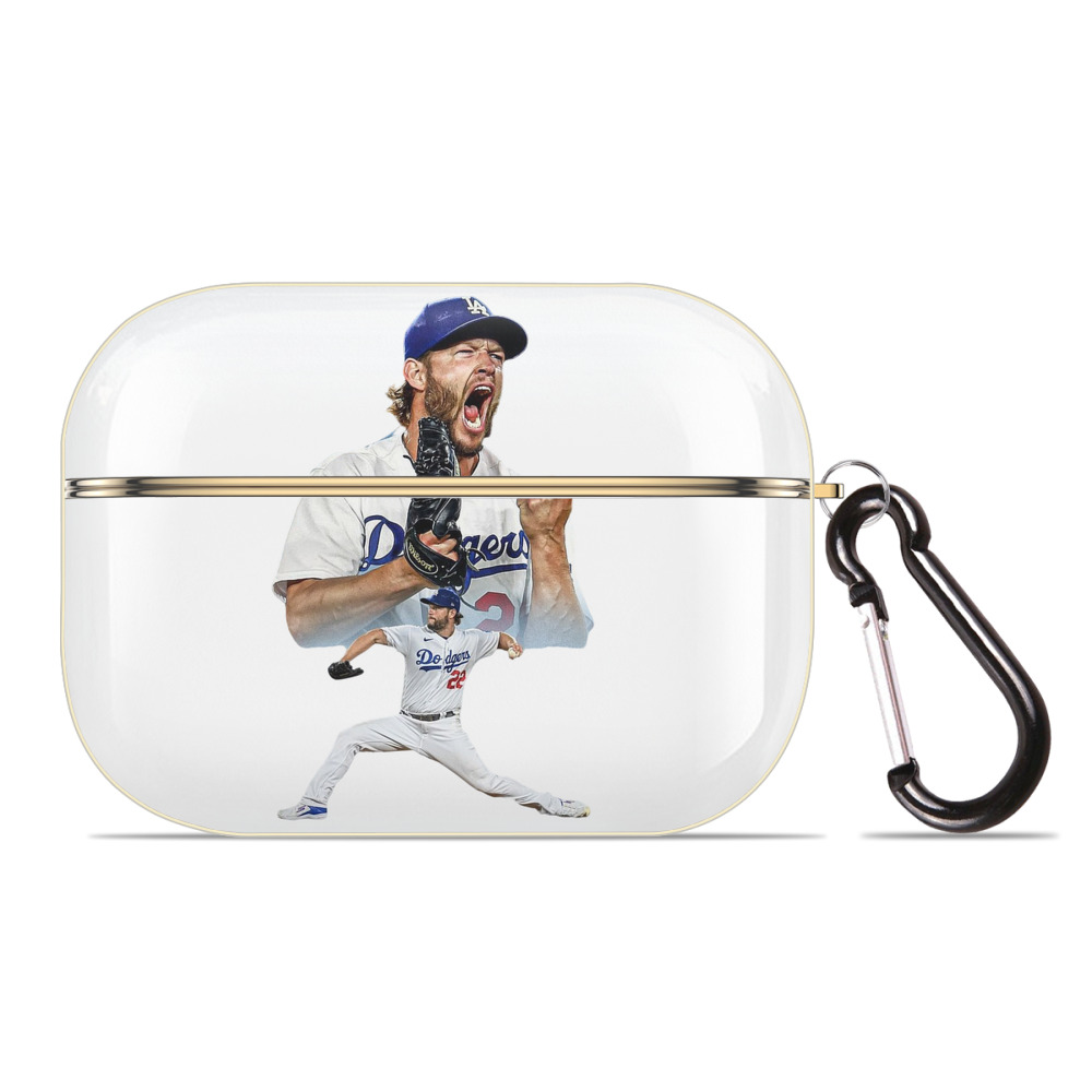 Clayton Kershaw 2 Luxury Gold AirPods Pro Case With Keychain, Flexible PC Material, Full Protection, Precise Cutouts, Anti-Fingerprint, Washable, Durable Design