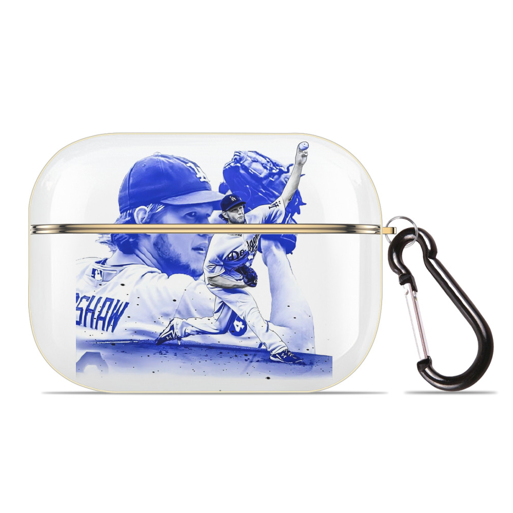 Clayton Kershaw 3 Luxury Gold AirPods Pro Case With Keychain, Flexible PC Material, Full Protection, Precise Cutouts, Anti-Fingerprint, Washable, Durable Design