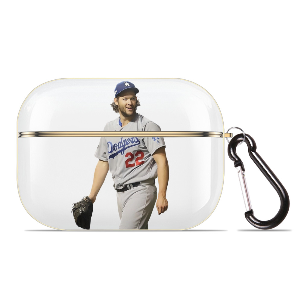 Clayton Kershaw 5 Luxury Gold AirPods Pro Case With Keychain, Flexible PC Material, Full Protection, Precise Cutouts, Anti-Fingerprint, Washable, Durable Design
