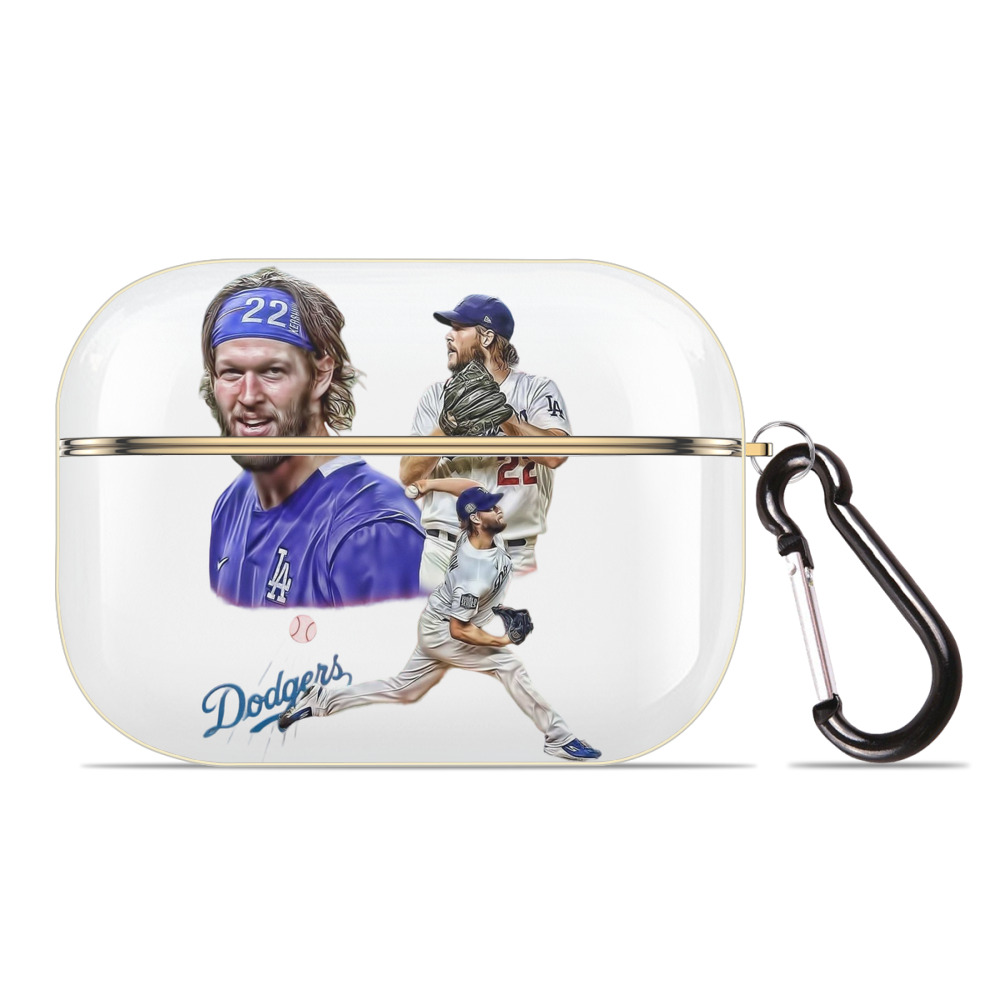 Clayton Kershaw 6 Luxury Gold AirPods Pro Case With Keychain, Flexible PC Material, Full Protection, Precise Cutouts, Anti-Fingerprint, Washable, Durable Design