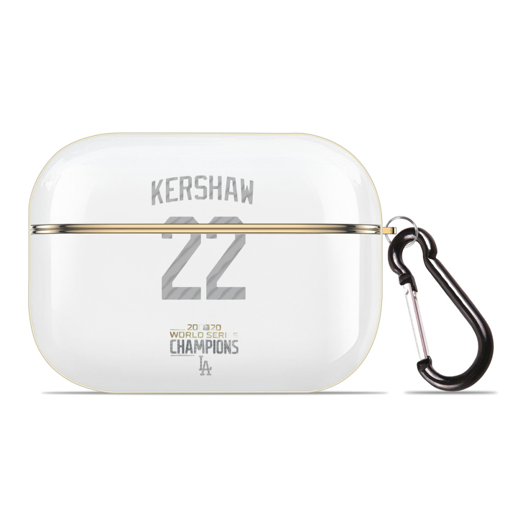 Clayton Kershaw 8 Luxury Gold AirPods Pro Case With Keychain, Flexible PC Material, Full Protection, Precise Cutouts, Anti-Fingerprint, Washable, Durable Design