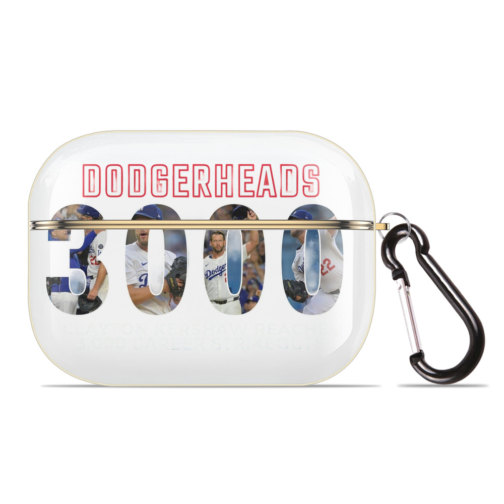Clayton Kershaw 10 Luxury Gold AirPods Pro Case With Keychain, Flexible PC Material, Full Protection, Precise Cutouts, Anti-Fingerprint, Washable, Durable Design