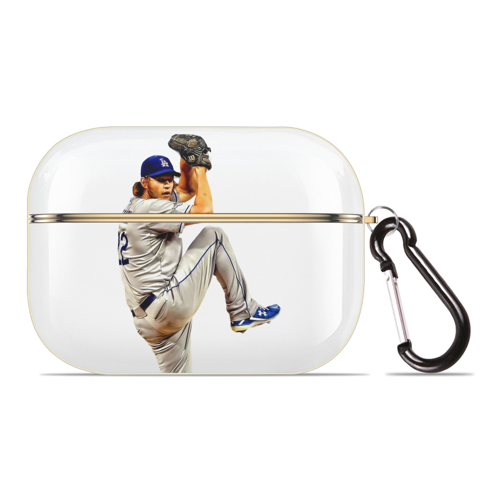 Clayton Kershaw 11 Luxury Gold AirPods Pro Case With Keychain, Flexible PC Material, Full Protection, Precise Cutouts, Anti-Fingerprint, Washable, Durable Design