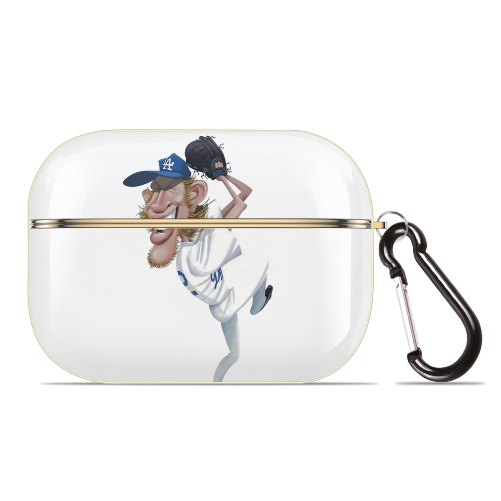 Clayton Kershaw  12 Luxury Gold AirPods Pro Case With Keychain, Flexible PC Material, Full Protection, Precise Cutouts, Anti-Fingerprint, Washable, Durable Design