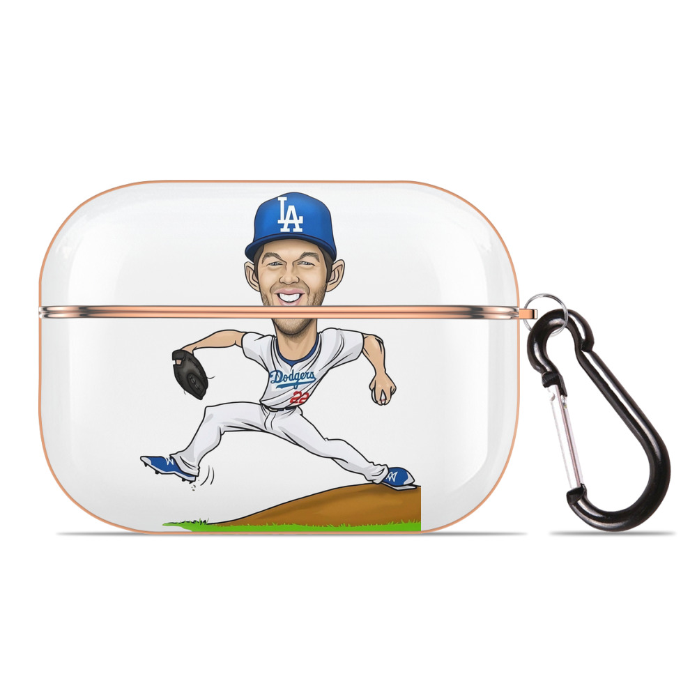 Clayton Kershaw  1 AirPods Pro Protective Case Rose Gold, Flexible PC Material, Precise Fit, Anti-Slip Cover, Full Protection, Fingerprint Resistant, Washable With Keychain